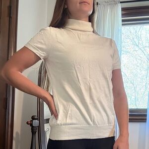 Vintage White Turtleneck Short Sleeve Sweater